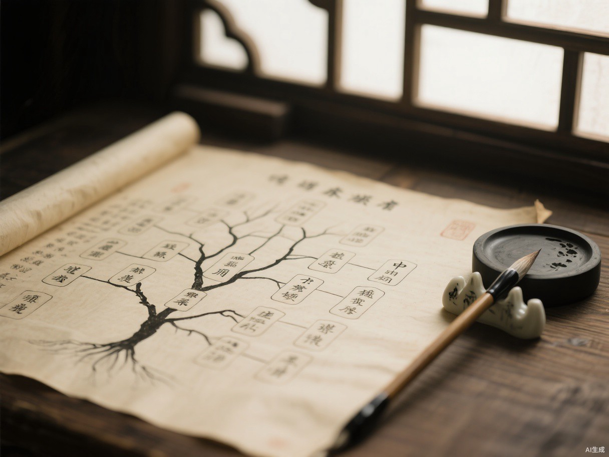 宣纸手绘族谱树